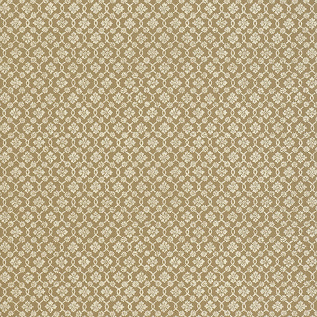 Harbury Trellis Sepia wallpaper with a delicate floral and lattice pattern by Schumacher