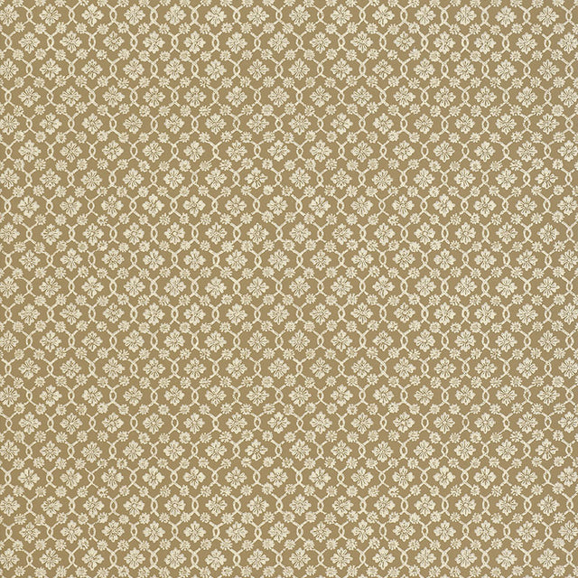 Harbury Trellis Sepia wallpaper with a delicate floral and lattice pattern by Schumacher