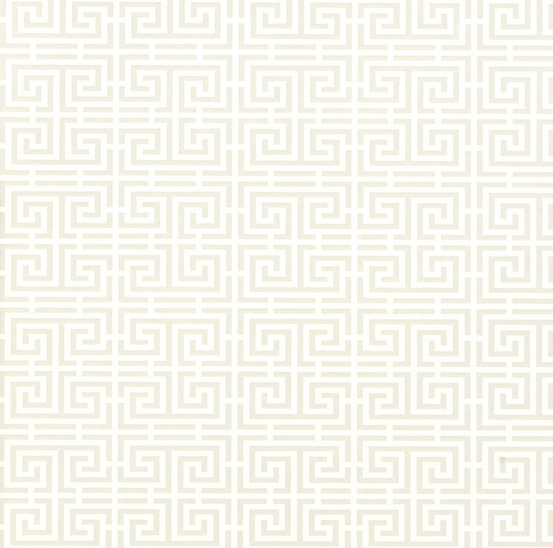 Chinois Fret Alabaster geometric fretwork wallpaper by Schumacher
