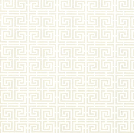 Chinois Fret Alabaster geometric fretwork wallpaper by Schumacher