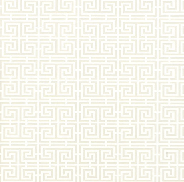 Chinois Fret Alabaster geometric fretwork wallpaper by Schumacher