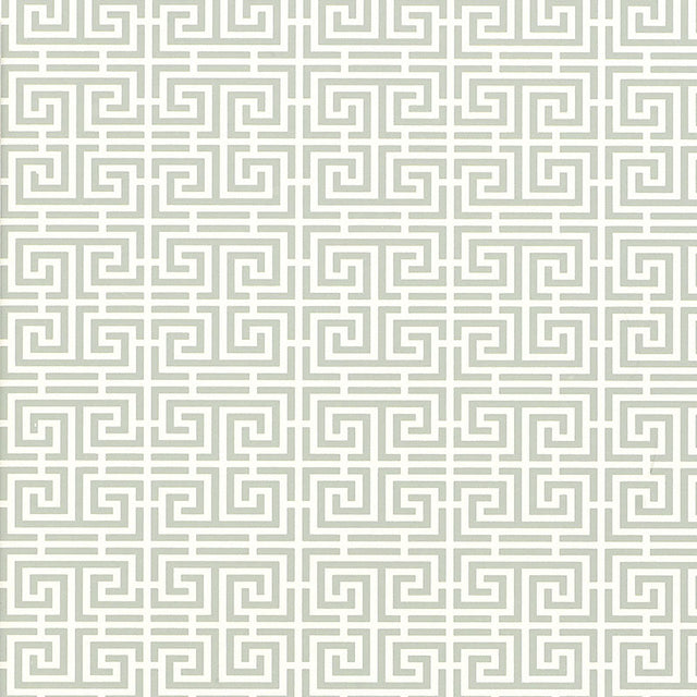 Chinois Fret Mineral by Schumacher, a classic Chinese fretwork geometric wallpaper in mineral colorway