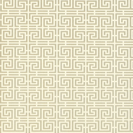 Chinois Fret Pewter geometric fretwork wallpaper by Schumacher