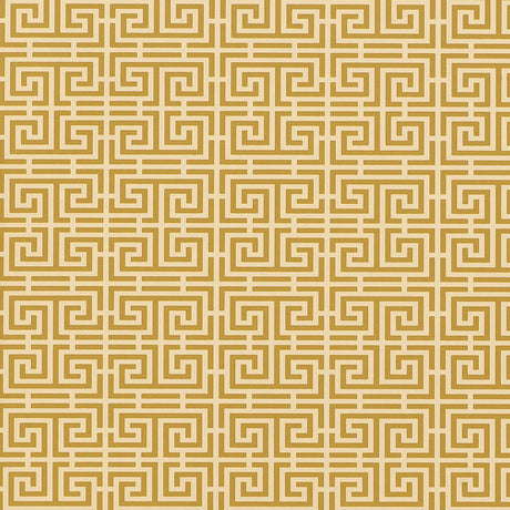 Chinois Fret Sand by Schumacher - Classic Chinese fretwork geometric wallpaper in sand colorway