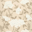 Whitney Floral taupe Chinoiserie-inspired wallpaper with large-scale blossoms and delicate surface texture.
