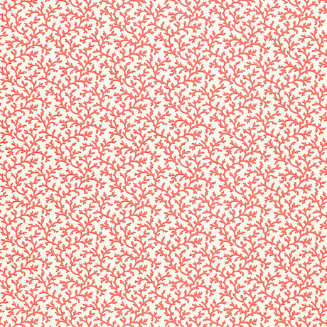 Coral Vine Garnet wallpaper with a red coral branch pattern on a light background by Schumacher