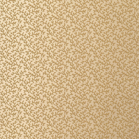Burnished gold coral vine wallpaper with intricate botanical pattern on a neutral background.