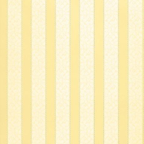 Wallis Stripe wallpaper in Jonquil yellow with alternating solid and floral bands by Schumacher