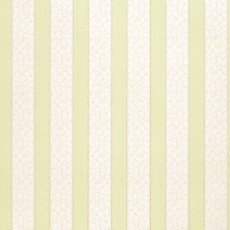 Wallis Stripe wallpaper in celery green and white with alternating solid and floral bands by Schumacher.