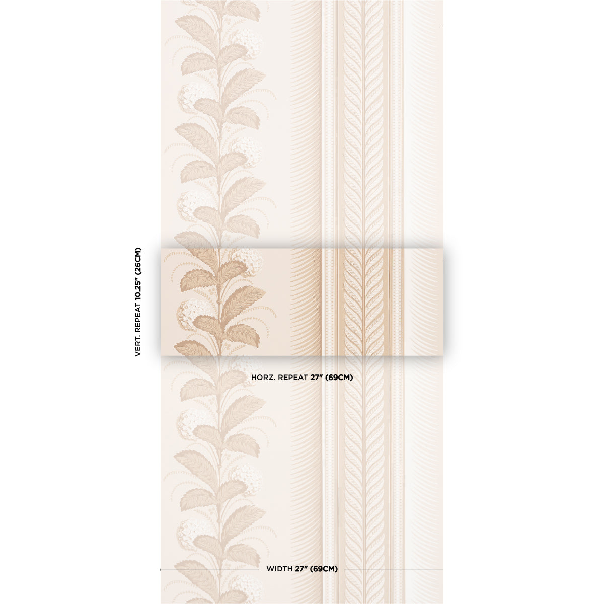 Hydrangea Drape Fawn by Schumacher Large-Scale Floral Stripe Wallpaper – Schumacher 5004453