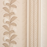 Hydrangea Drape wallpaper in fawn by Schumacher, featuring large-scale floral stripes and ornate border design.