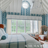 Hydrangea Drape Delft Blue Floral Stripe Wallpaper – Schumacher 5004454
