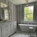 Hydrangea Drape Grisaille by Schumacher Large-Scale Floral Stripe Wallpaper – Schumacher 5004455