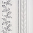 Hydrangea Drape wallpaper in Grisaille by Schumacher, featuring large-scale floral stripes and ornate border in a sophisticated grayscale palette.