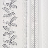 Hydrangea Drape wallpaper in Grisaille by Schumacher, featuring large-scale floral stripes and ornate border in a sophisticated grayscale palette.