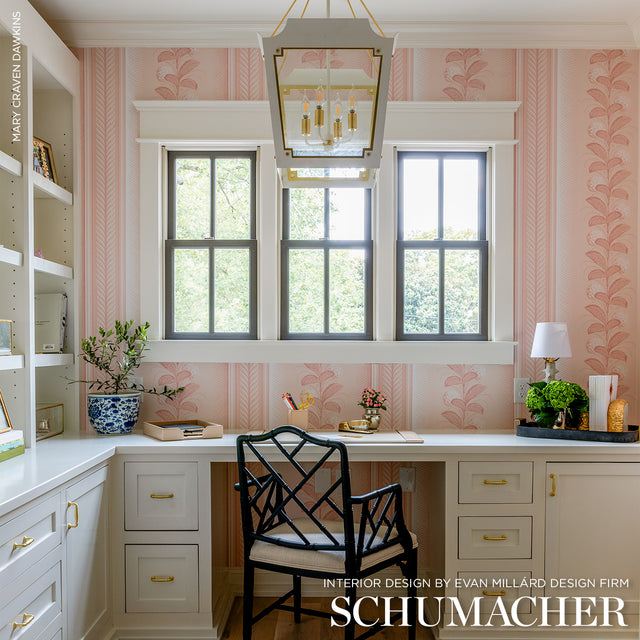 Hydrangea Drape Blush by Schumacher Large-Scale Floral Stripe Wallpaper – Hobe Erwin 5004458