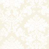 Tierni Damask Blush Wallcovering by Schumacher - Classic damask pattern in blush and white