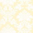Tierni Damask wallpaper in Buttercup by Schumacher, classic damask pattern in yellow and white.