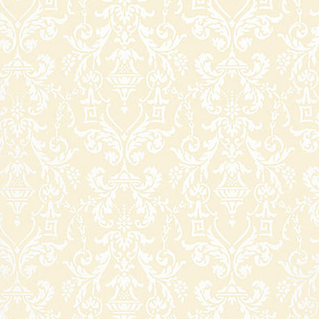 LIDO DAMASK wallpaper in beige with classic damask pattern by Schumacher
