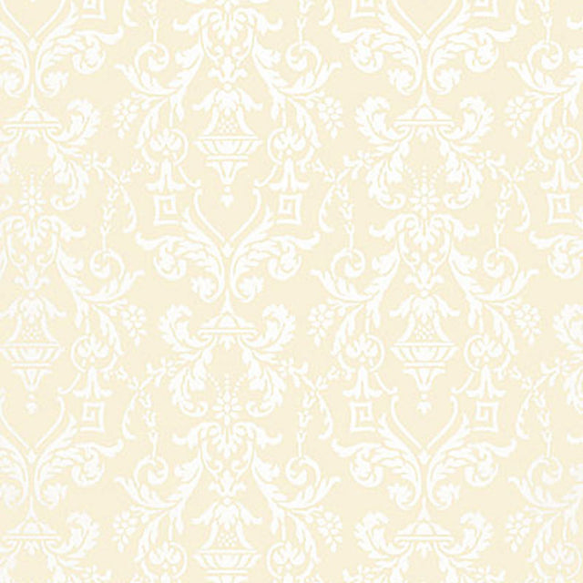 LIDO DAMASK wallpaper in beige with classic damask pattern by Schumacher