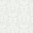 LIDO DAMASK wallpaper in Haze by Schumacher, classic damask pattern in soft pale blue and white.