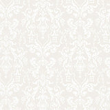 LIDO DAMASK wallpaper in Dove by Schumacher, classic damask pattern in soft neutral tones