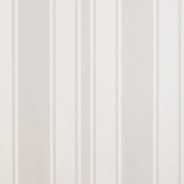 Morgan Stripe wallpaper in greige by Schumacher, designed by Matthew Patrick Smyth, featuring a classic vertical stripe pattern.