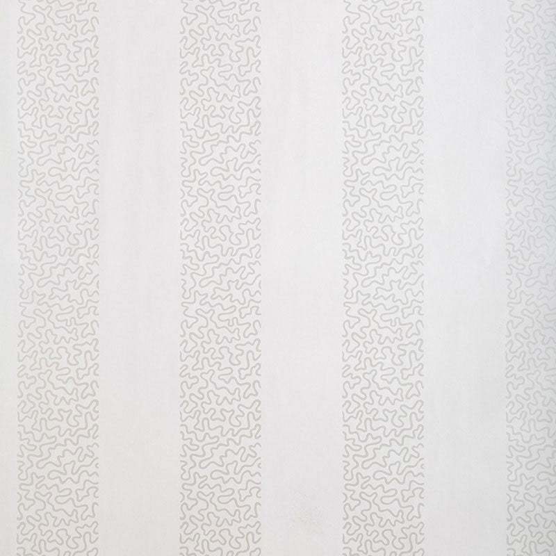 Beekman Stripe wallpaper in Pearl by Schumacher, designed by Matthew Patrick Smyth. Subtle modern stripe pattern in light neutral tones.