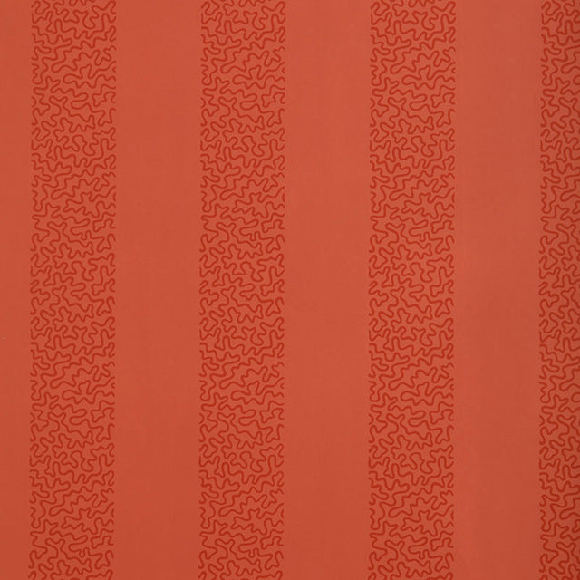 Beekman Stripe wallpaper in coral by Schumacher, designed by Matthew Patrick Smyth, featuring a modern stripe pattern.