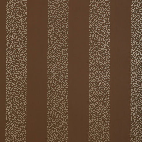 Beekman Stripe wallpaper in Truffle by Schumacher, designed by Matthew Patrick Smyth. Brown ground with abstract squiggle vertical stripes.