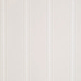 Lorraine Stripe wallpaper in Limestone by Schumacher, featuring a delicate lacy decorative stripe inspired by antique wallpaper swatches.