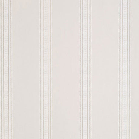 Lorraine Stripe wallpaper in Limestone by Schumacher, featuring a delicate lacy decorative stripe inspired by antique wallpaper swatches.