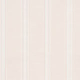 Lorraine Stripe Blush wallpaper by Schumacher, designed by Matthew Patrick Smyth. Classic three-color stripe pattern in blush pink.