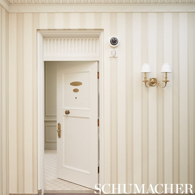 Lansdowne Strie Stripe Coral by Schumacher Classic English Stripe Wallpaper – Schumacher 5004622