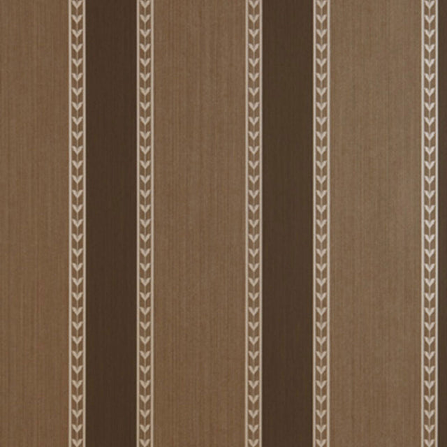 Lansdowne Strie Stripe wallpaper in Truffle by Schumacher, designed by Matthew Patrick Smyth, featuring alternating decorative stripes on a textured ground.
