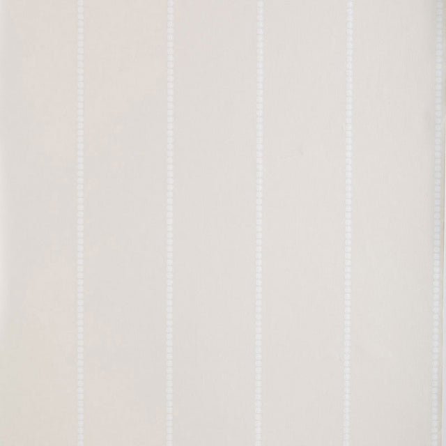 Gabrielle Stripe Limestone wallpaper by Schumacher, featuring subtle beaded vertical stripes in a neutral tone.