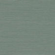 Haruki Sisal Nile wallpaper by Schumacher, textured green sisal wallcovering sample and styled interior view.