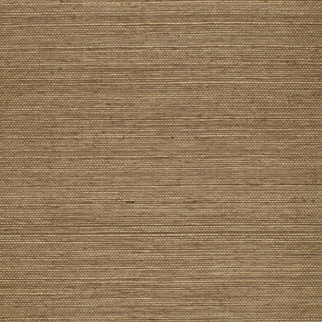 Haruki Sisal Sepia textured wallcovering by Schumacher, shown in a close-up and styled in a modern interior.