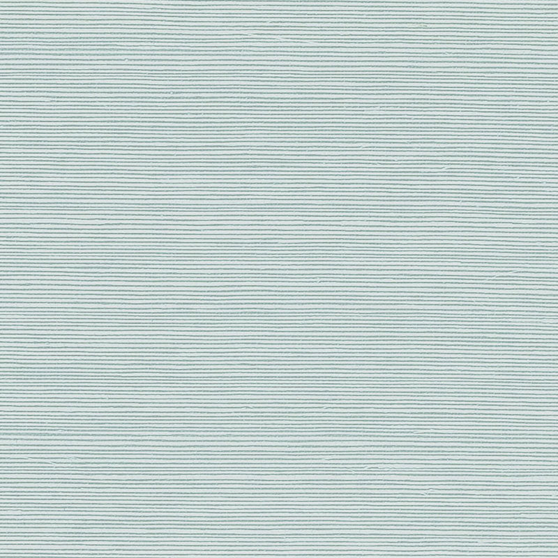 Haruki Sisal wallpaper in Water Blue by Schumacher, textured sisal wallcovering with subtle sheen and tactile finish.