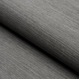 HARUKI SISAL Charcoal textured sisal wallcovering by Schumacher, shown in close-up and styled interior settings.
