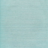 Haruki Sisal Caribbean wallpaper by Schumacher, textured blue-green sisal wallcovering sample and styled interior view.