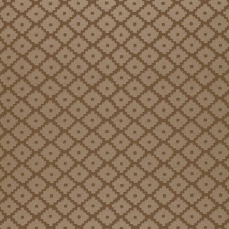 ZIGGURAT wallpaper in Mink by Schumacher features a geometric diamond pattern in brown and beige tones.