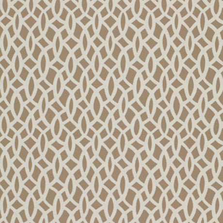 Chain Link wallpaper in Flax by Schumacher, featuring a geometric interlocking pattern in neutral tones.