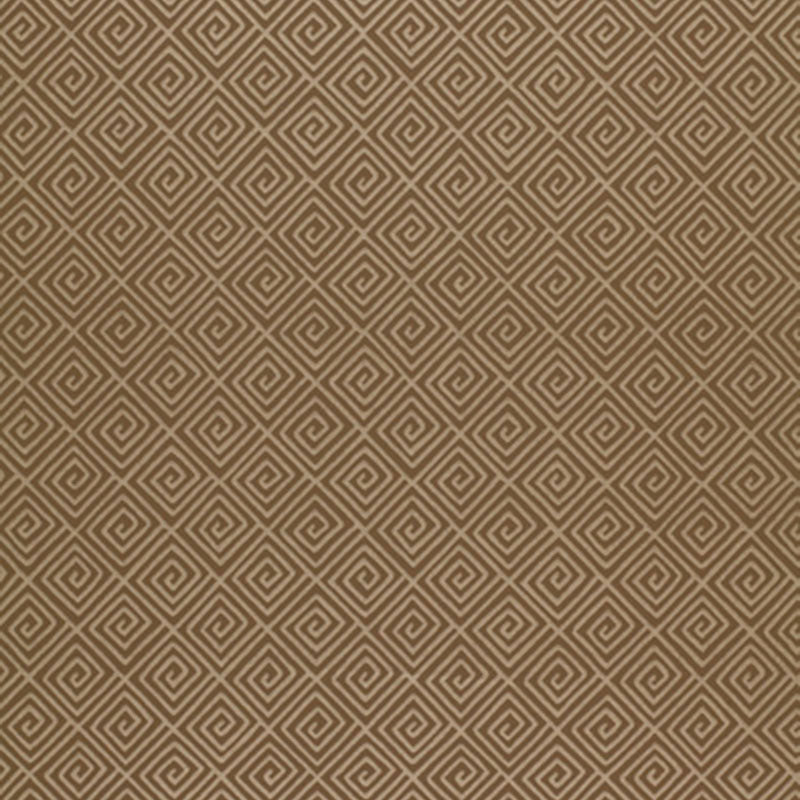 Greek Key Mink geometric wallpaper by Schumacher in a brown and beige colorway with a classic Greek key pattern.