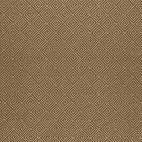 Greek Key Mink geometric wallpaper by Schumacher in a brown and beige colorway with a classic Greek key pattern.