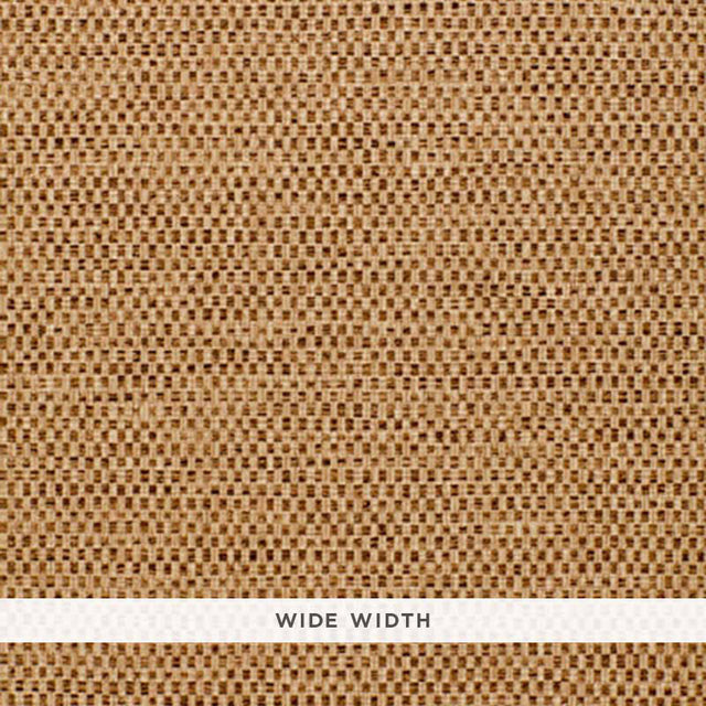 Mandalay Texture in Teak by Schumacher - textured woven-look wallcovering in warm brown tones