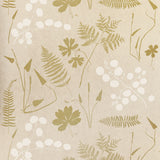 Modern Botanical parchment wallpaper with hand-screened botanical silhouettes in neutral and gold tones by Schumacher.