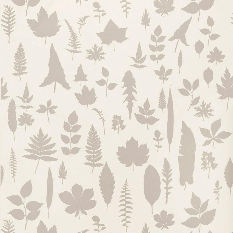 Leaves Platinum Modern Nature Hand Screen Wallpaper by Schumacher - 5005020