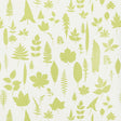 Chartreuse green leaf silhouettes on a white background, modern nature wallpaper by Schumacher