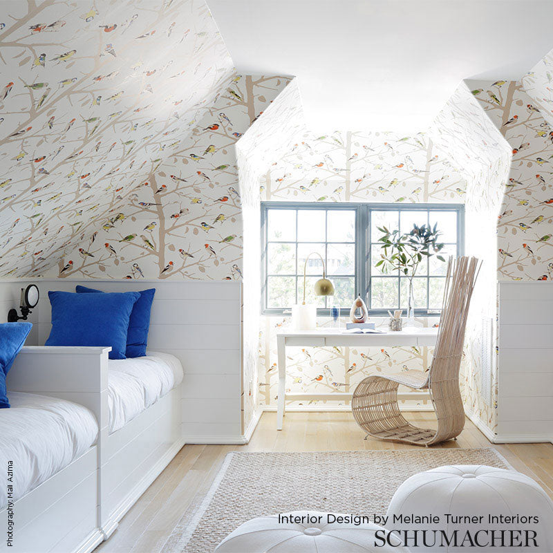 A-TWITTER Winter by Schumacher Whimsical Bird Wallpaper – Schumacher 5005030SAM